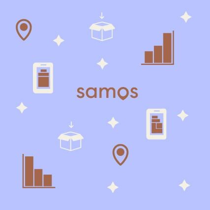 Picture of SAMOS logo, and iconography relating to shipping