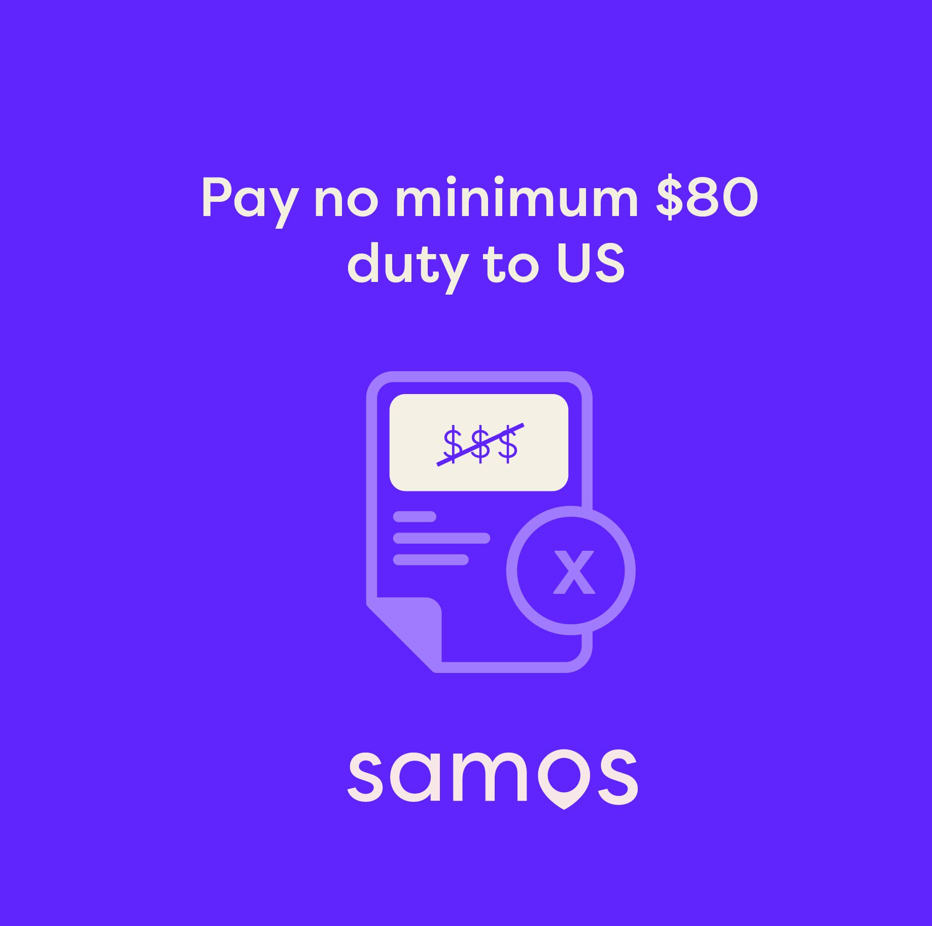 Pay no minimum $80 duty