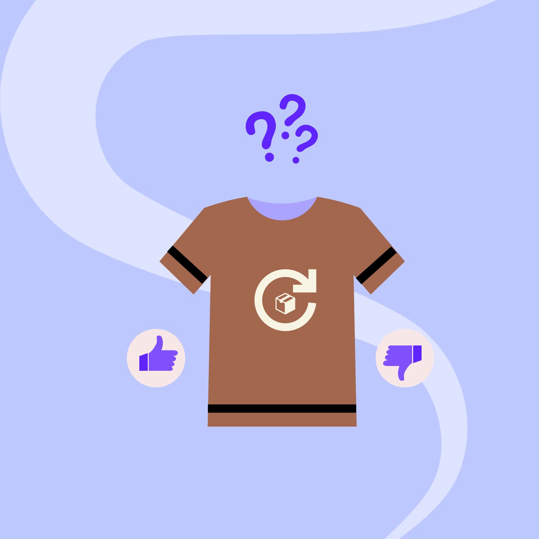 Image of a t-shirt with a returns logo on it
