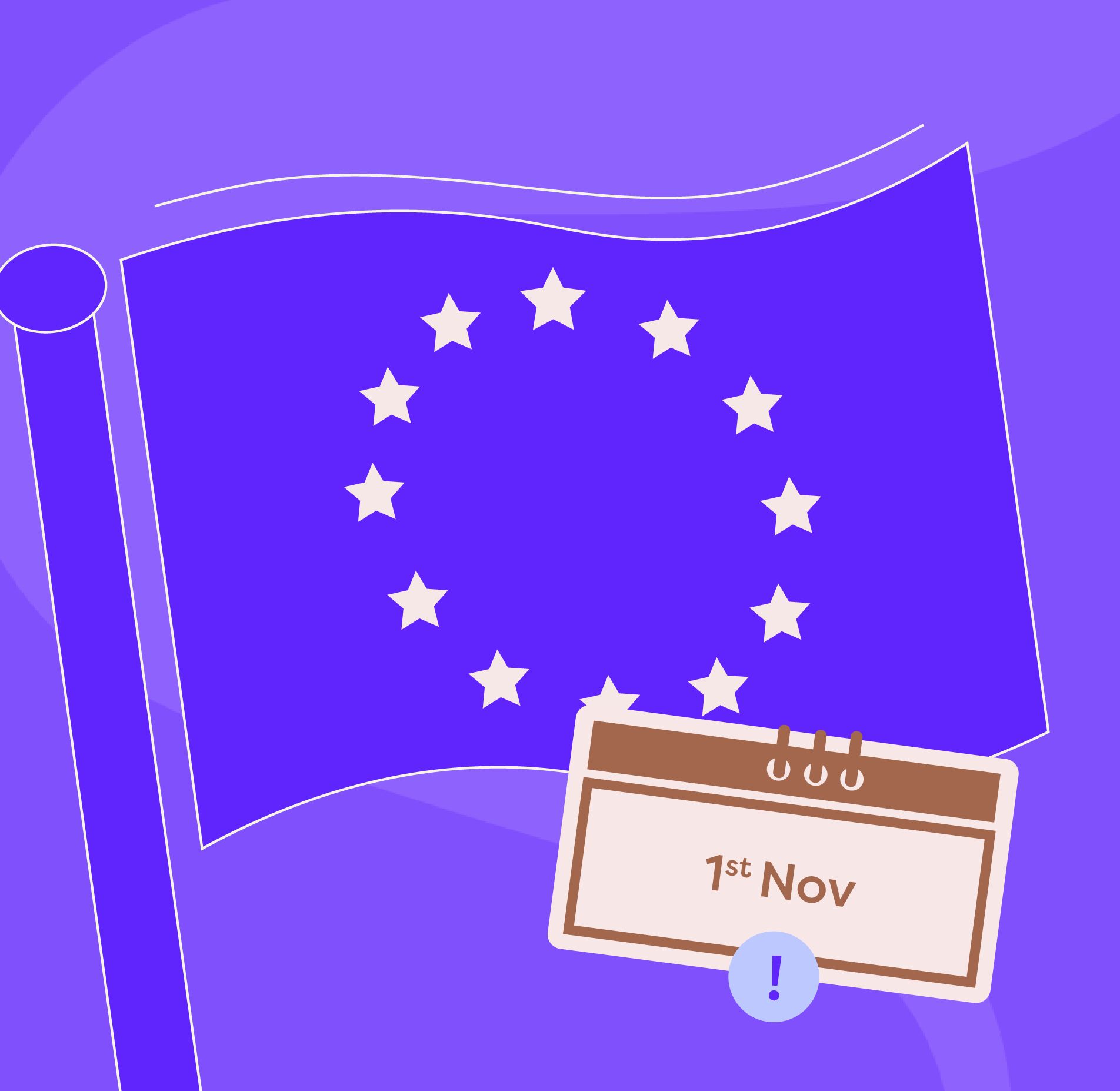 EU flag with a calendar marked 1st Nov, highlighting a key customs or shipping deadline date.